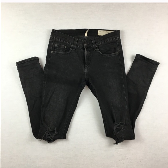 Rag and Bone Black Distressed Skinny Jeans - Picture 2 of 7